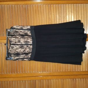 Black lace top crop dress